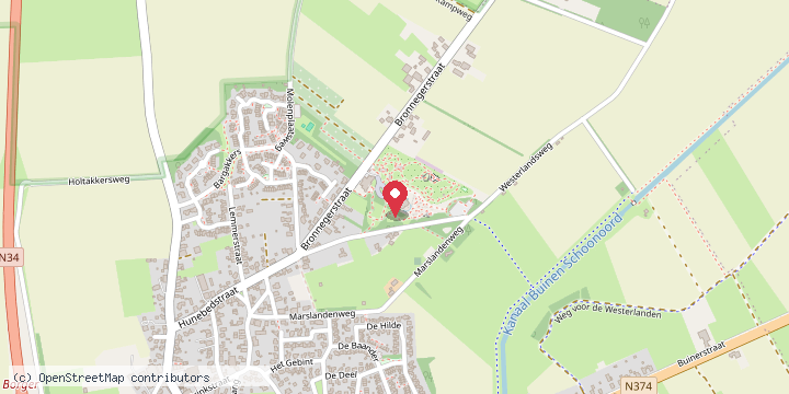 Kaorte mit de ligging van Hunebedcentrum Borger