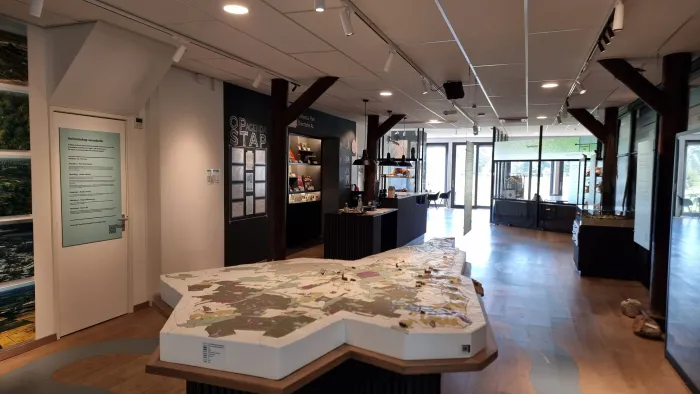 The landscape model and information desk in the visitor centre.